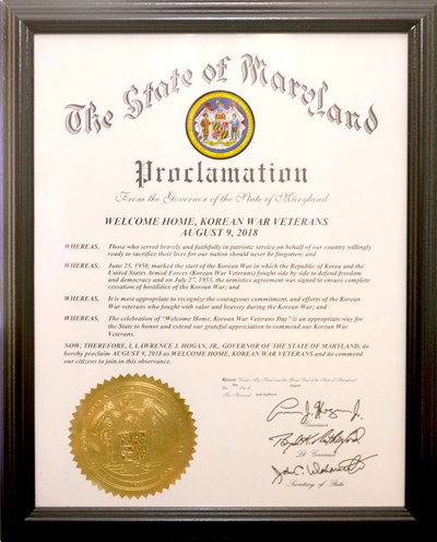 August 9 Korean War Veterans day Proclamation